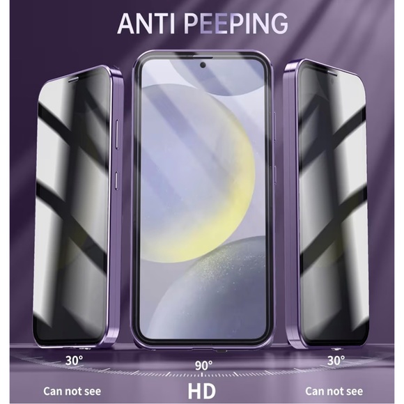 Anti Peeping Case for Samsung Galaxy S24 Plus Tempered Glass Cover - Purple - Picture 6 of 7